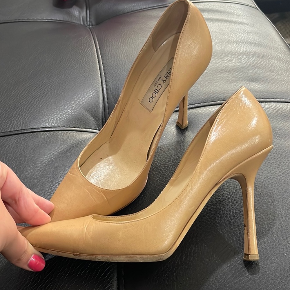 Jimmy Choo Nude Pointed Toe Heels Cute